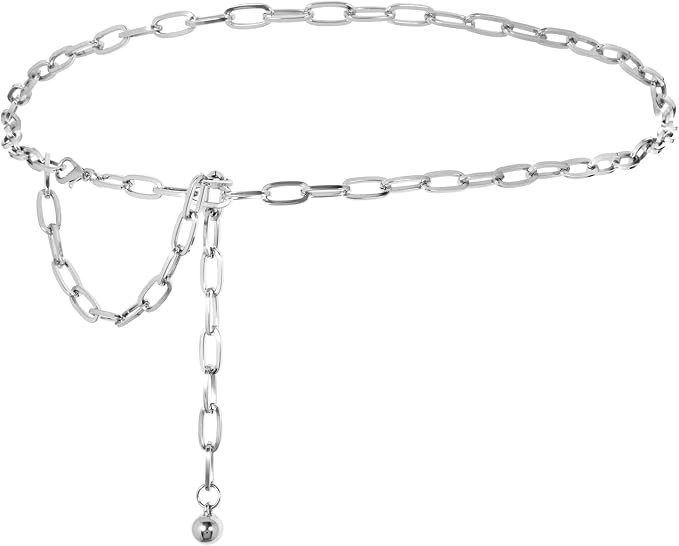 KALIONE Metal Chain Belt for Women, Chain Belts Adjustable Silver Body Chains Trendy Western Plus... | Amazon (US)