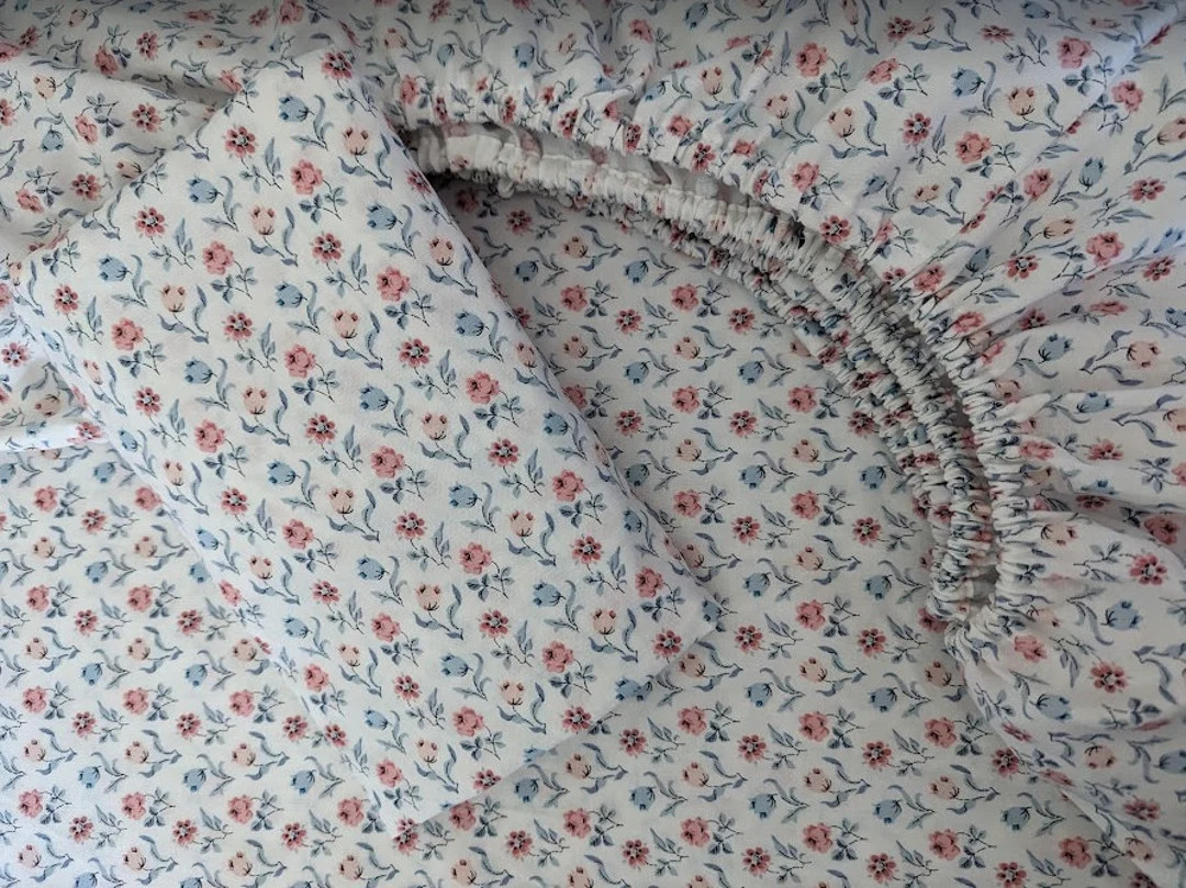 Liberty Petite Floral Crib Sheet or Changing Pad Cover: Pink, Blue, Peach - Etsy | Etsy (US)