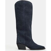 Zara - Suede Cowboy Boots - Blue - 6½ - Woman | Zara US