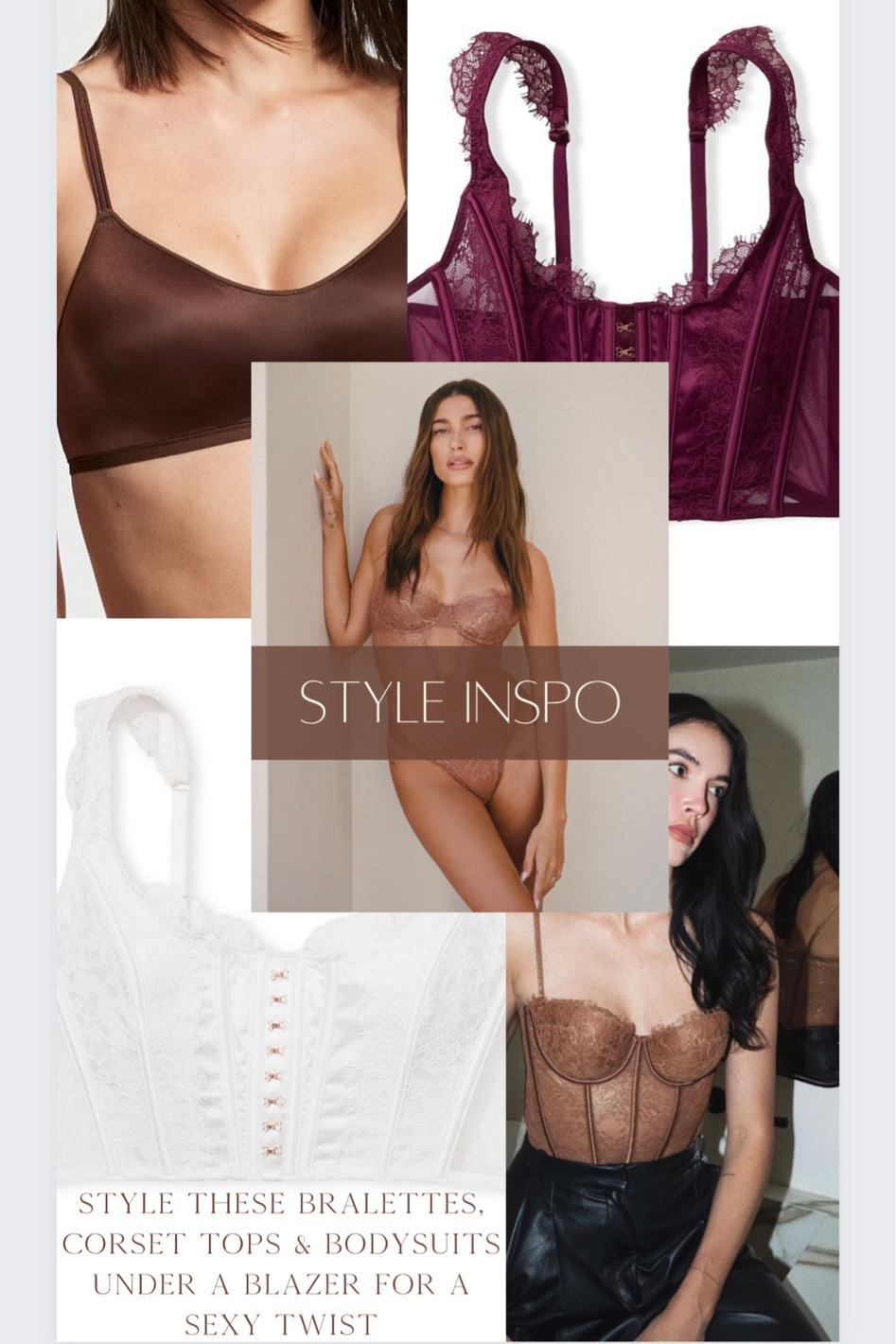 Victorias Secret Style Inspo
Style these bralettes, corset tops, & bodysuits under a blazer for a sexy twist. Perfect for a girls night out or date night!

#LTKunder50 #LTKstyletip #LTKsalealert