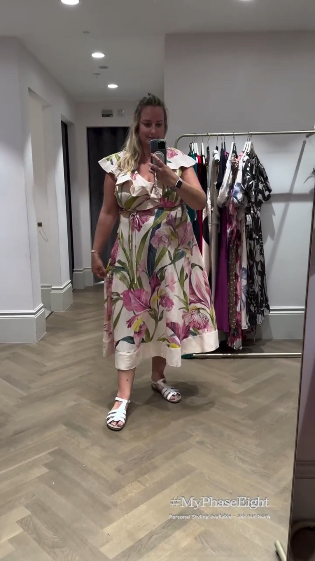 I wasn’t going to post another try on reel so soon but @phaseeight have 20% off new season online atm so I needed to show you what caught my eye there! So I’m on the look out for a 15th wedding anniversary dress to wear, I was walking past phase eight @lovemeadowhall and the pink dress caught my eye and the rest is history! Deets below but all will be linked on my @ltk.europe  and stories too. Also first time showing things that aren’t quite right so hope you like the honesty! 🤣 let me know your fave in the poll. 
Info:
Dress one- Esme Linen Dress size 18 (hence the fit!) goes up to a 20 online which I’ve ordered to try. £349 full price but I feel like IRL you can tell it’s a nice dress. The cut work detail, the linen mix material, the ruffle has like a mesh inside to keep it pouffy… it’s a stunner for a special occasion. 
Dress 2 - turns out this is actually a cardy 🤣🤣Polly crochet cardy- size large was too small (for a dress Hahahaah) would look okay undone part way. £119 full price. 
3. Matilda Floral dress- size 18 and fits like a glove! Zips up with an open back and the cross neckline meant there was room for me. Goes up to a 26 in curve (but sold out!) linen mix and the ruffles are lovely at the neckline. Bonus points for matching the Chanel 🤣 £179 full price. Not as special as dress one but still a beauty. 
Not mentioned is the green tabard I messed up filming but the size large looked cute and I popped my belt over it and tucked it over. Ordered so will show when it arrives. £79 full price. 
.
#tryon #phaseeight #formaldress #plussizeoccasionwear #plussizedress #midsizedress #plussizestyle #midsizestyleinspo