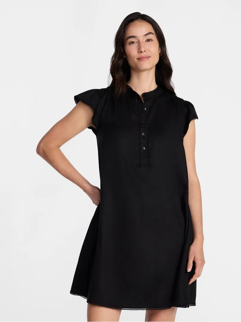 Time and Tru Women's Flutter Sleeve Mini Dress, Sizes XS-XXXL - Walmart.com | Walmart (US)