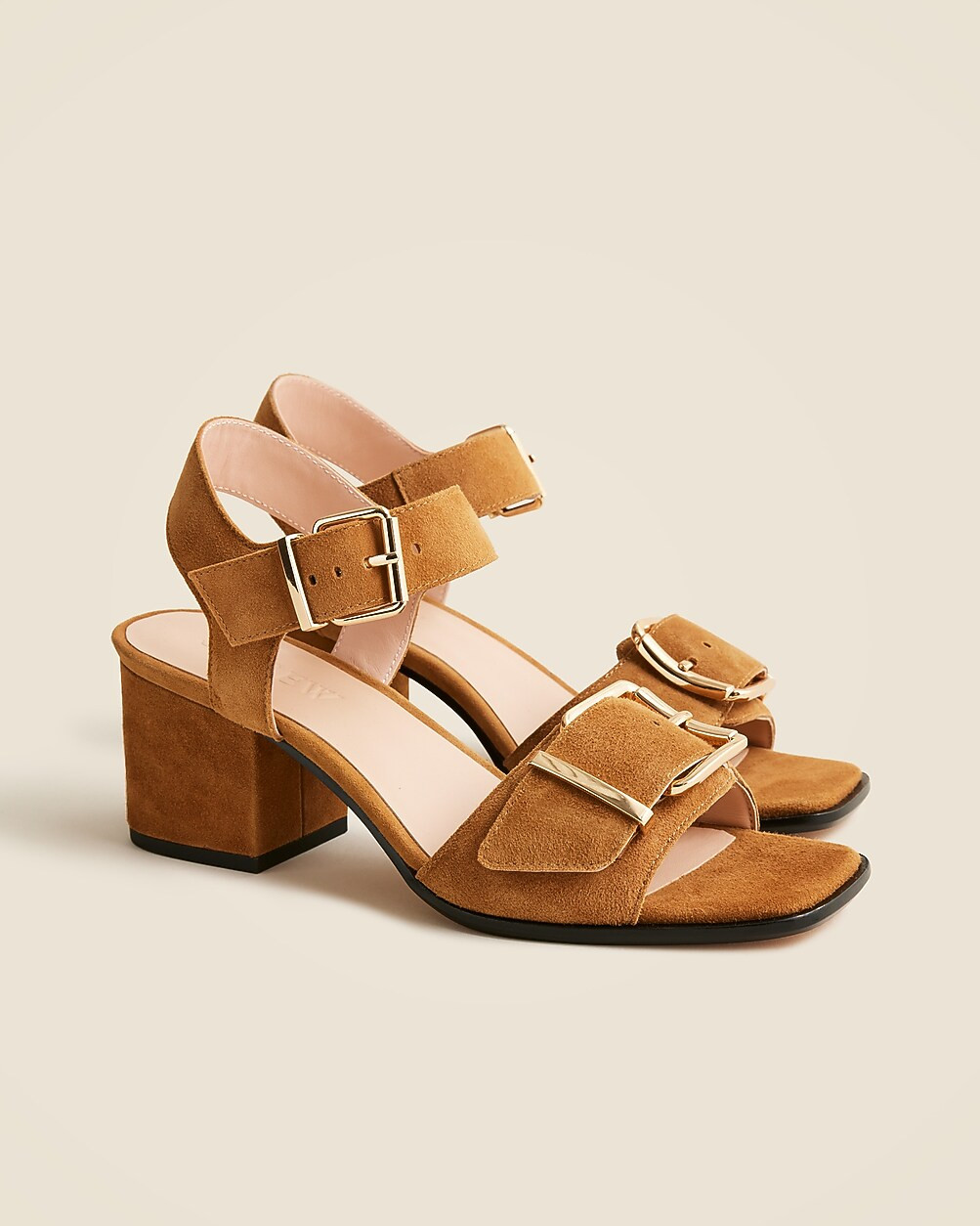 Dylan buckle block-heel sandals in suede | J. Crew US