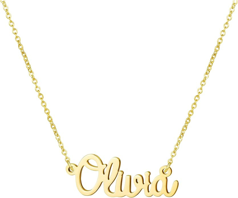 Awegift Personalized Name Necklace 18K Gold Plated New Mom Bridesmaid Gift Jewelry for Women | Amazon (US)