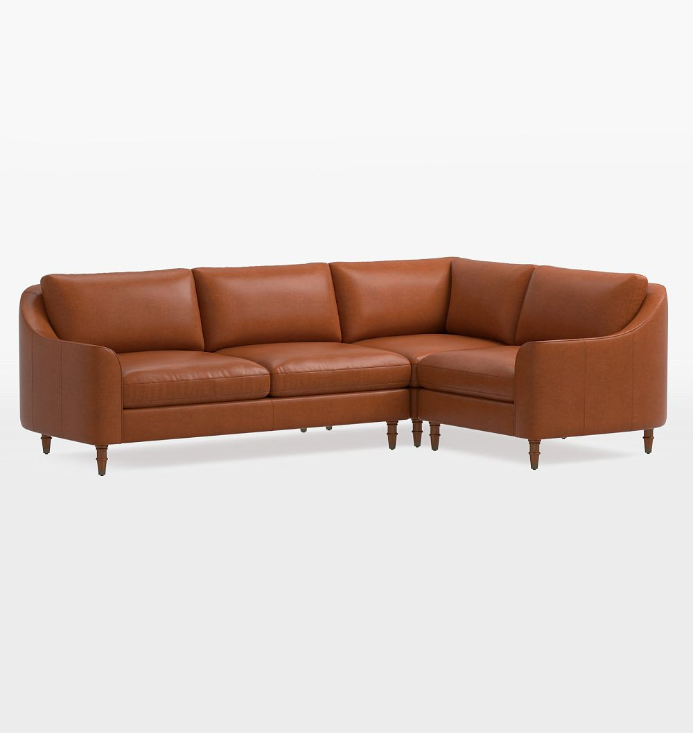 Luisa Leather 3-Piece L-Shape Sectional, Left Arm Sectional - Multi-Cushion - Distressed Pure Leather Saddle | Rejuvenation