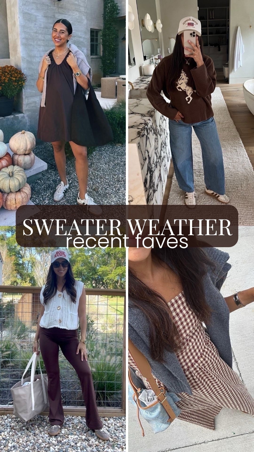 Recent sweater weather favorites✨

dress: small
cardigan: medium
gingham dress: small 
sweater: medium
vest sweater: medium

sweater weather, fall fashion, fall style, cardigan, sweater, fall finds, how to style sweater, amazon dress, abercrombie, a&f, dede raad, dress up buttercup, mom of 3, nashville

#LTKFindsUnder100 #LTKStyleTip #LTKFindsUnder50