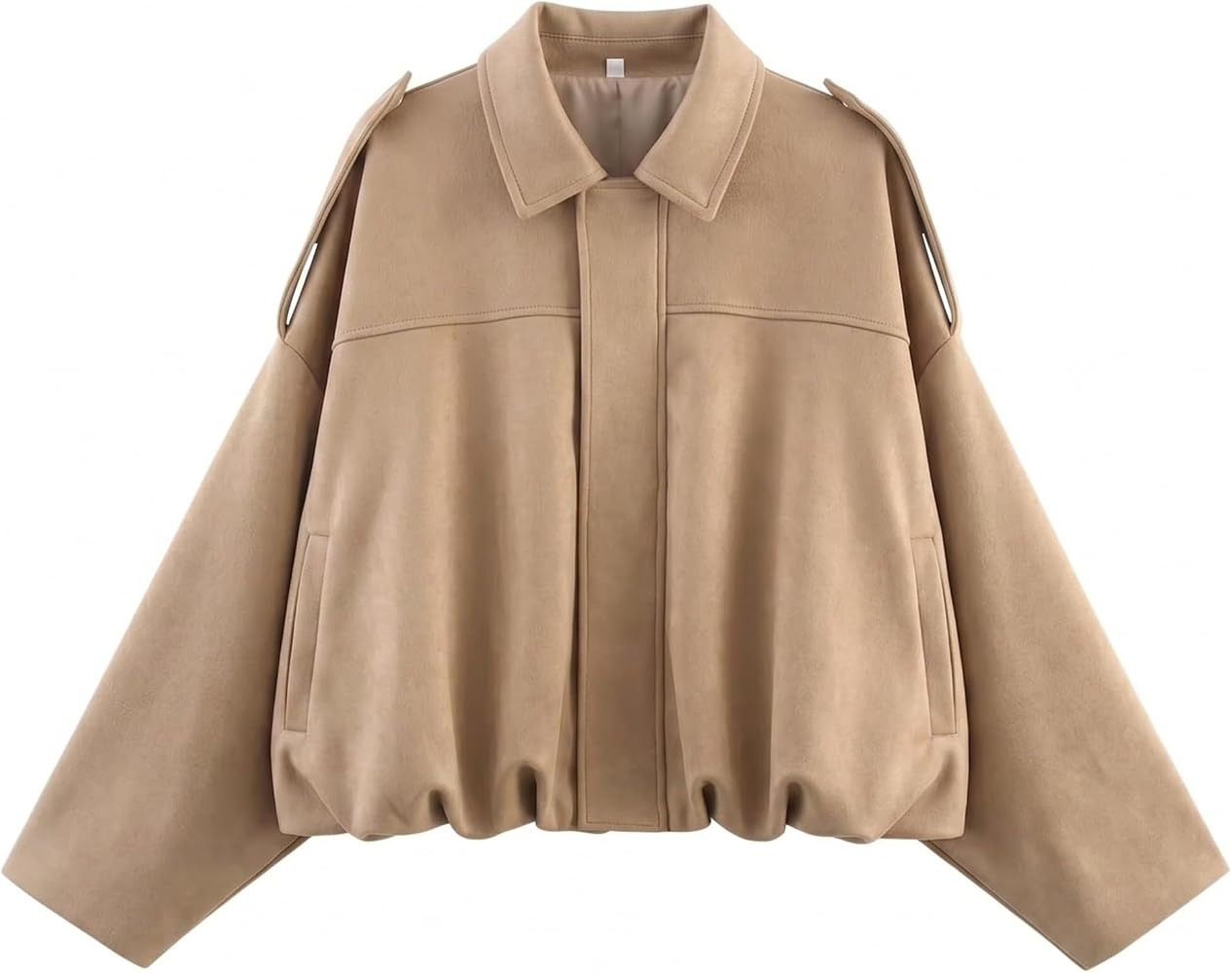 Women Faux Suede Bomber Jacket Oversized Cropped Fall Winter Coat | Amazon (US)