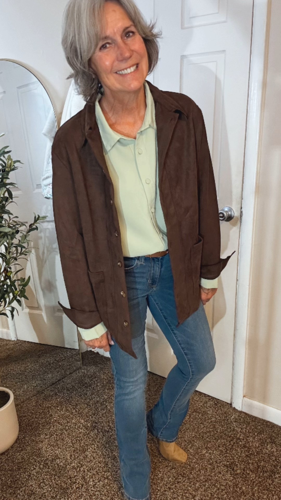 A cozy Thanksgiving option for you!  The shirt and faux suede shacket come in several colors and prints. I am wearing my true size small in both  

#LTKHoliday #LTKSeasonal #LTKStyleTip