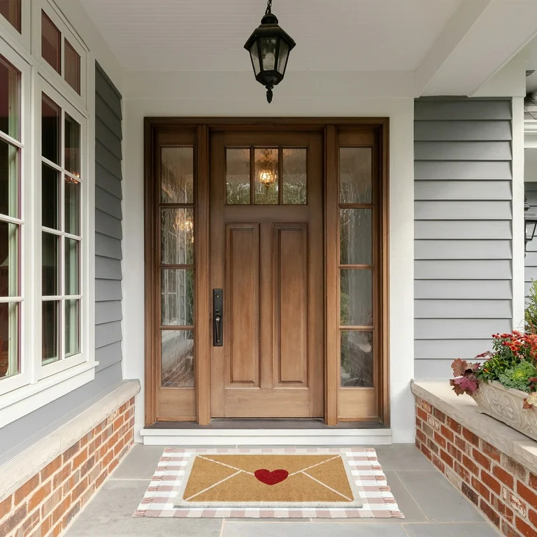 My Texas House Pink Gingham Fringe Indoor/Outdoor Layering Rug, 38" x 58" | Walmart (US)