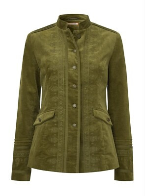 Joe Browns Boho Mandarin Collar Khaki Embroidered Velvet Jacket Size GB 16 US 12 | eBay US