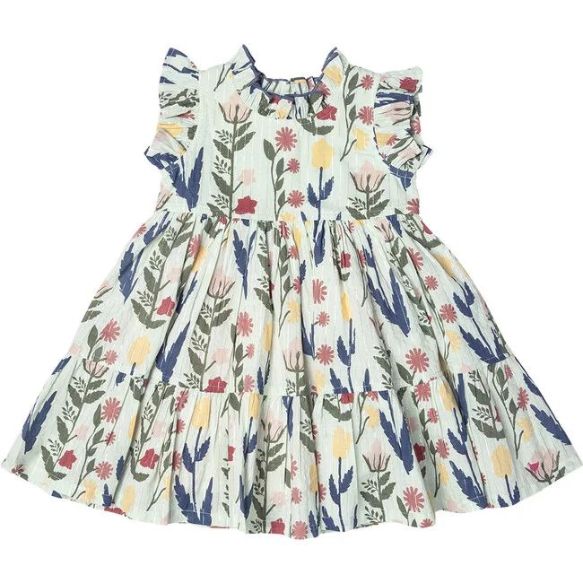 Jennifer Ruffle Neck Dress, Paper Floral - Pink Chicken Dresses | Maisonette | Maisonette