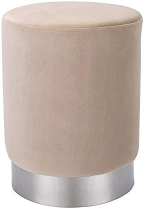 BIRDROCK HOME Round Taupe Velvet Ottoman Foot Stool – Soft Compact Padded Vanity Stool - Great ... | Amazon (US)