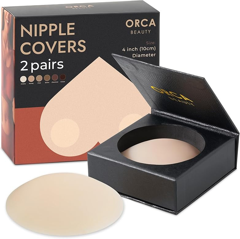 Orca Beauty Nipple Cover 2 Pairs - Available in 6 Skin Tone, Adhesive Silicone Reusable Nipple Pa... | Amazon (US)