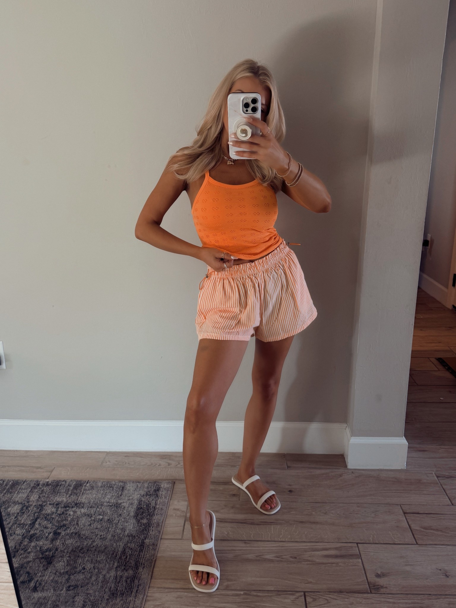 The perfect throw on and go summer outfit combo 🍊🧡 all Walmart! 