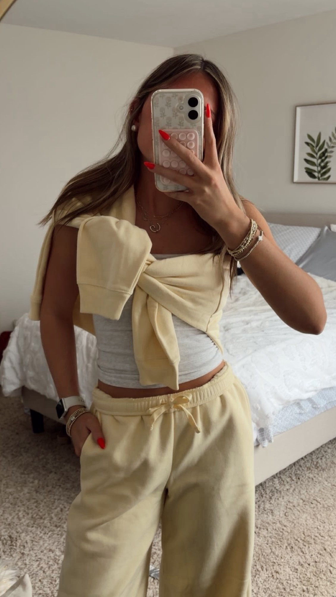 still obsessed with this light yellow color at gap!! perfect for the spring into summer transition, and so so comfy!! may different variations of sweats in this color, i have the crewneck and wide leg sweats on, both in an xs!! so so cute 

#gapfinds #matchingset #sweatset #gapsring #springoutfits 

#LTKdayinmylife #LTKootd #LTKActive