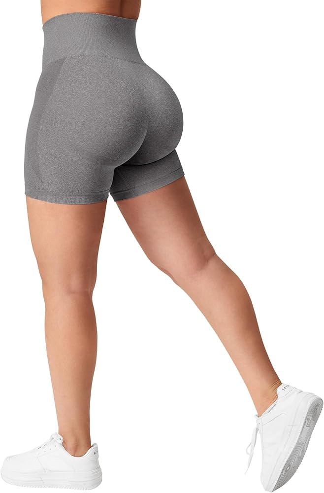 YEOREO Seamless High Waisted Shorts for Women Smile Contour Biker Shorts Gym Yoga Workout | Amazon (US)