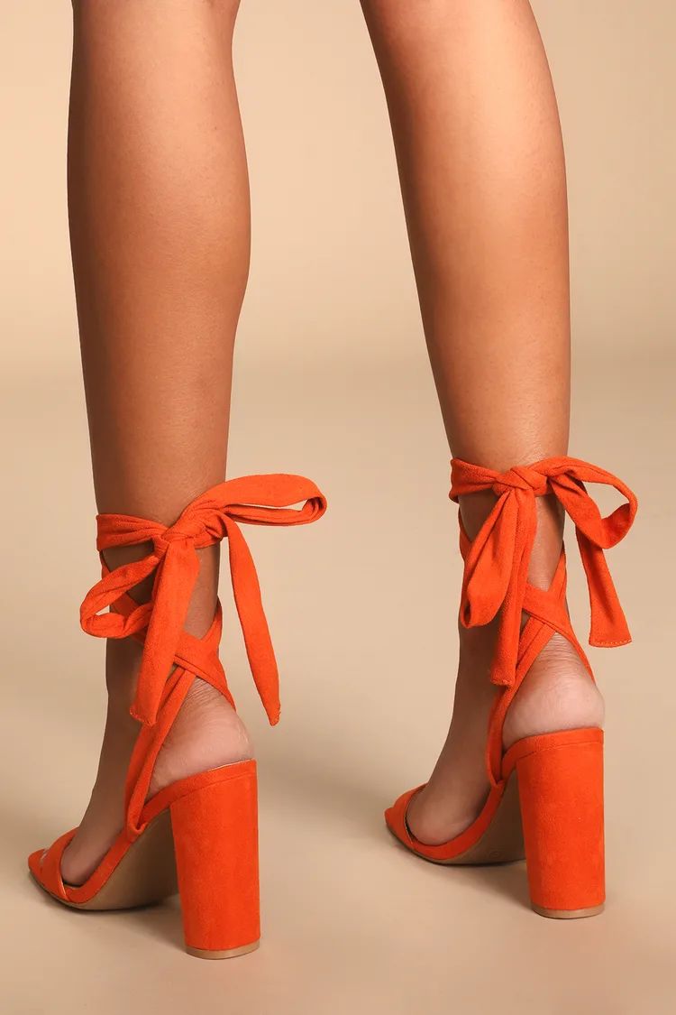 Monara Orange Suede Lace-Up High Heel Sandals | Lulus (US)