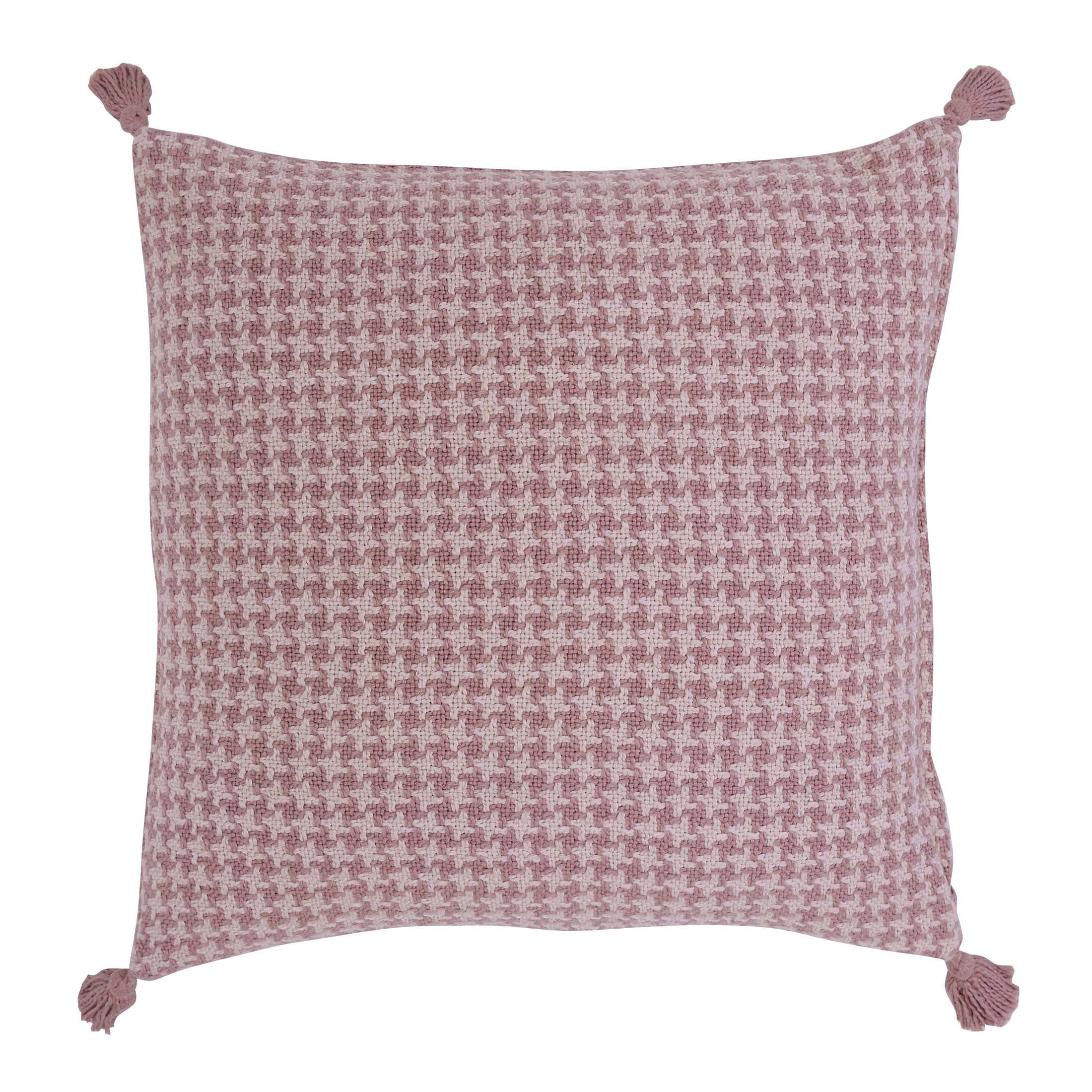 Beautiful Tonal Houndstooth Cotton Slub Decorative Pillow with Tassels by Drew Barrymore, 22" x 2... | Walmart (US)