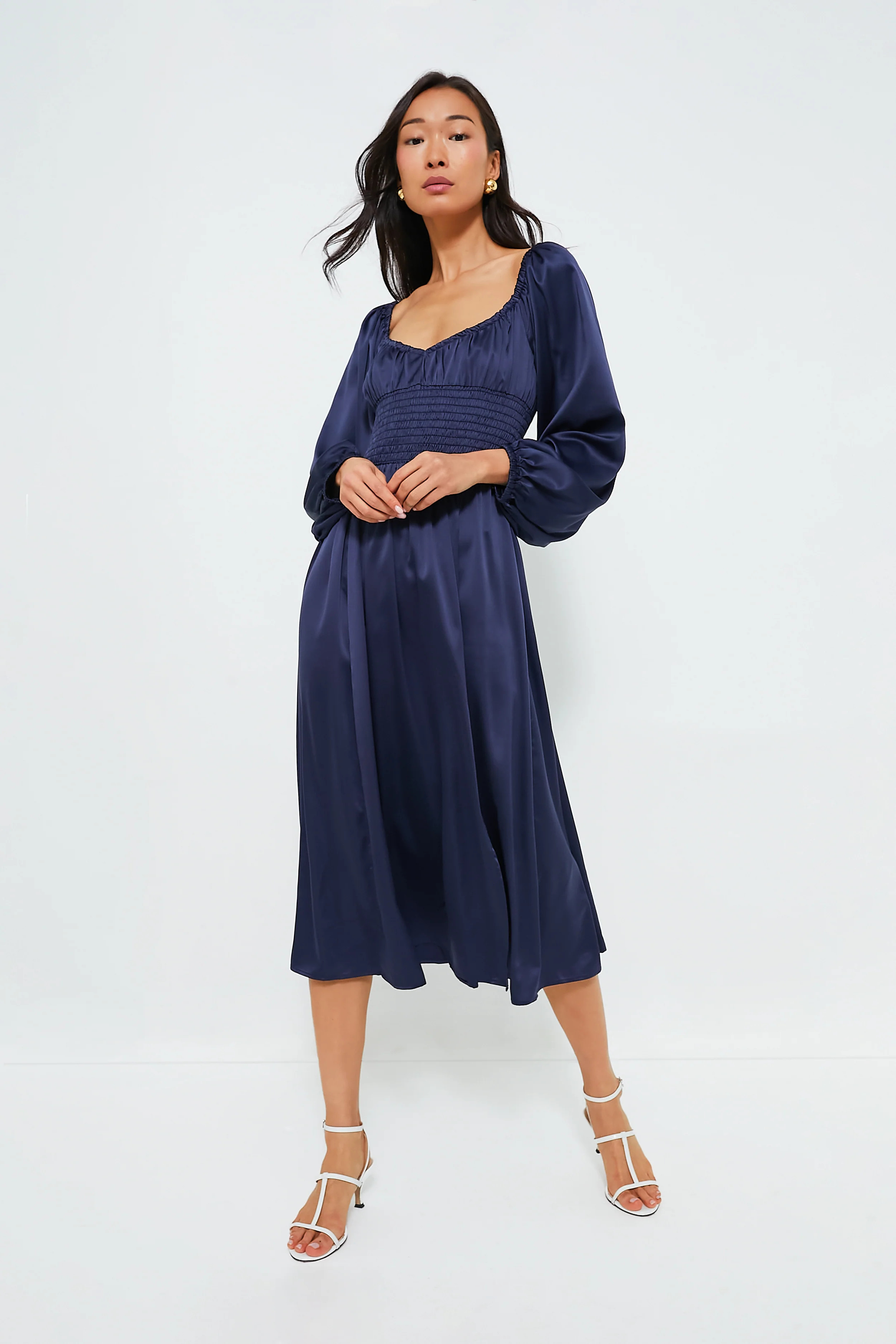 Navy Nala Midi Dress | Tuckernuck (US)