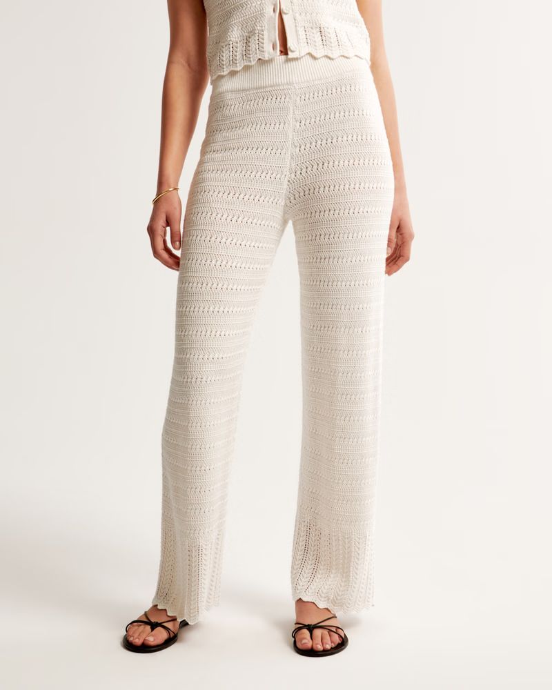 Crochet-Style Wide Leg Pant | Abercrombie & Fitch (US)