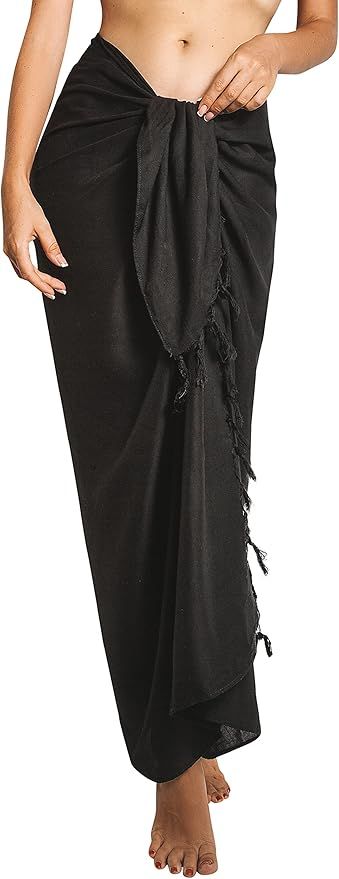 Womens Beach Pareos Sarong Sheer Long Swimsuit Cover Ups Bikini Wrap Skirt | Amazon (US)