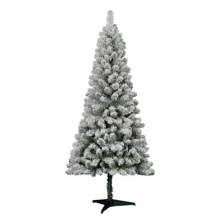 Holiday Time Flocked Pine Christmas Tree 6 ft, White on Green | Walmart (US)