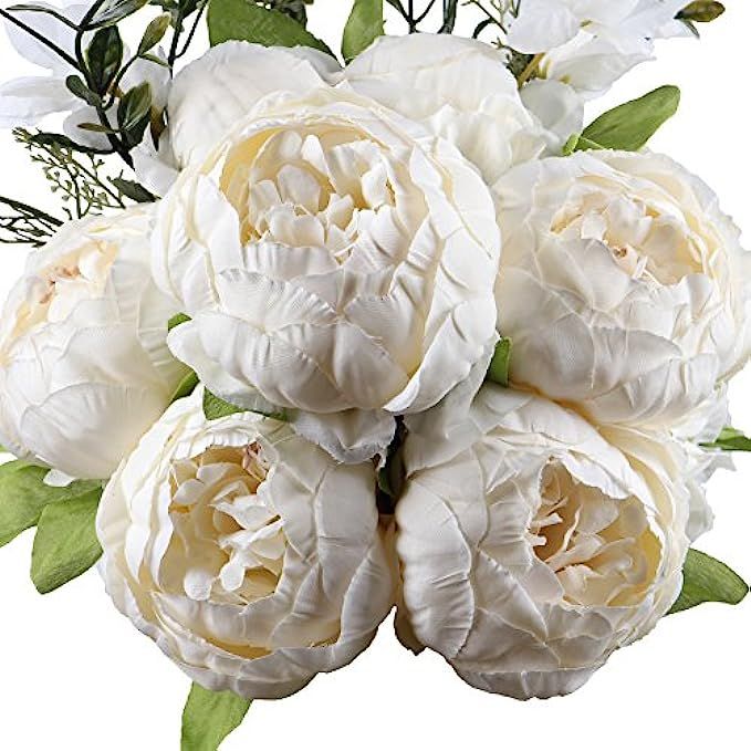 Leagel Fake Flowers Vintage Artificial Peony Silk Flowers Bouquet Wedding Home Decoration, Pack of 1 | Amazon (US)