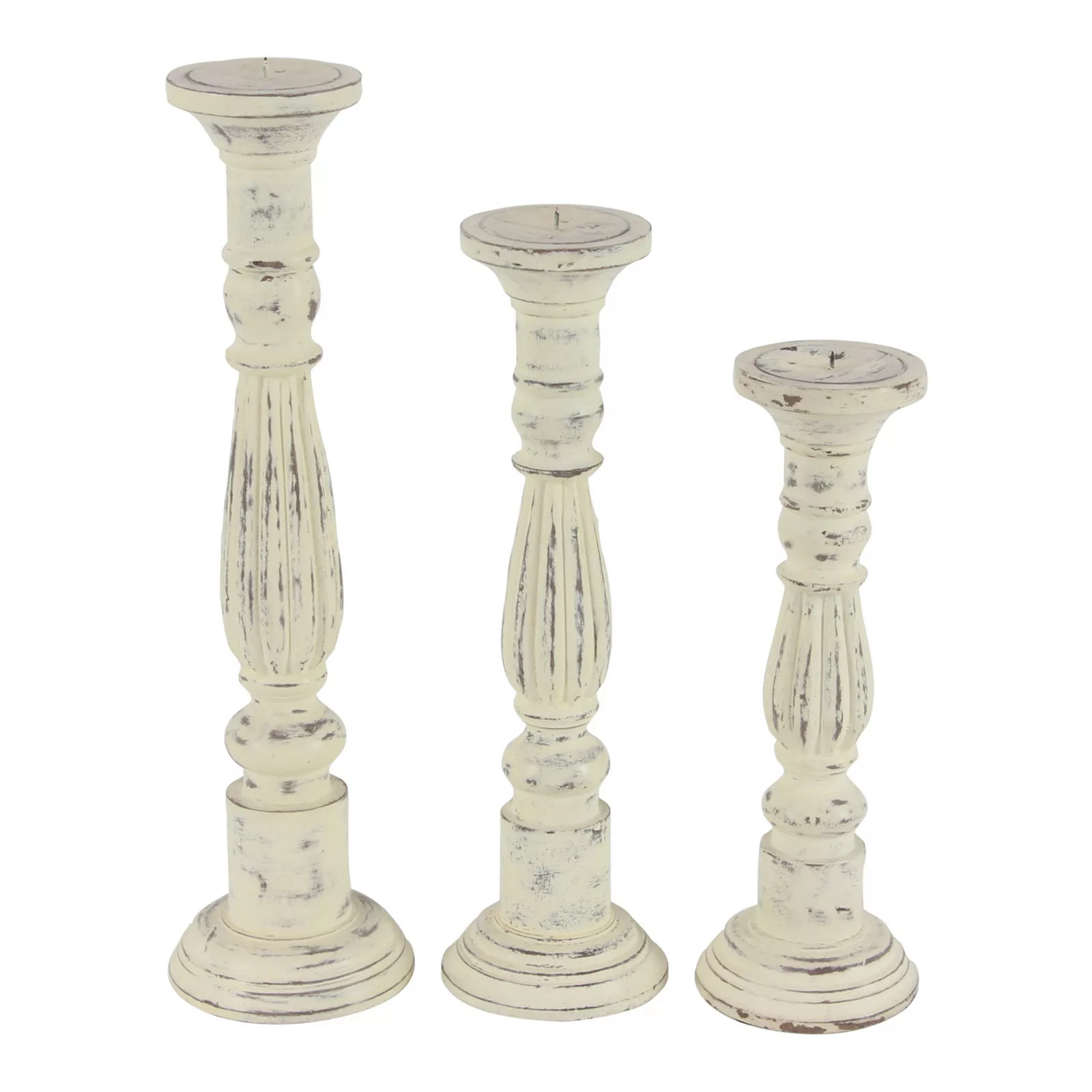 Stella & Eve Traditional Style TUrned Column White Wood Candlesticks 3-pc. Set, Large | Kohl's