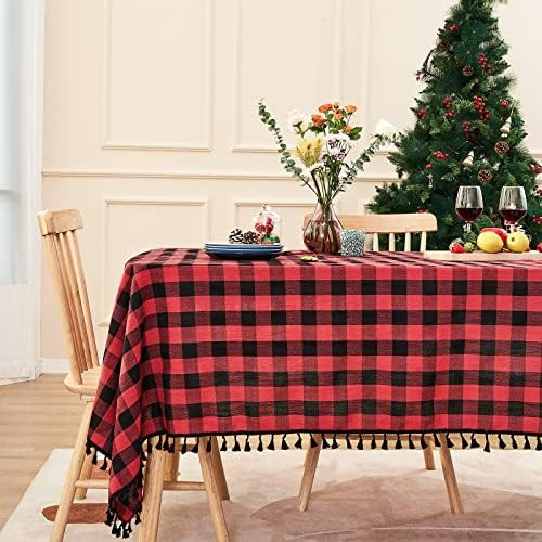 Christmas Tablecloth Buffalo Plaid Tablecloths-Cotton Gingham Table Cloth for Kitchen Restaurant ... | Amazon (US)