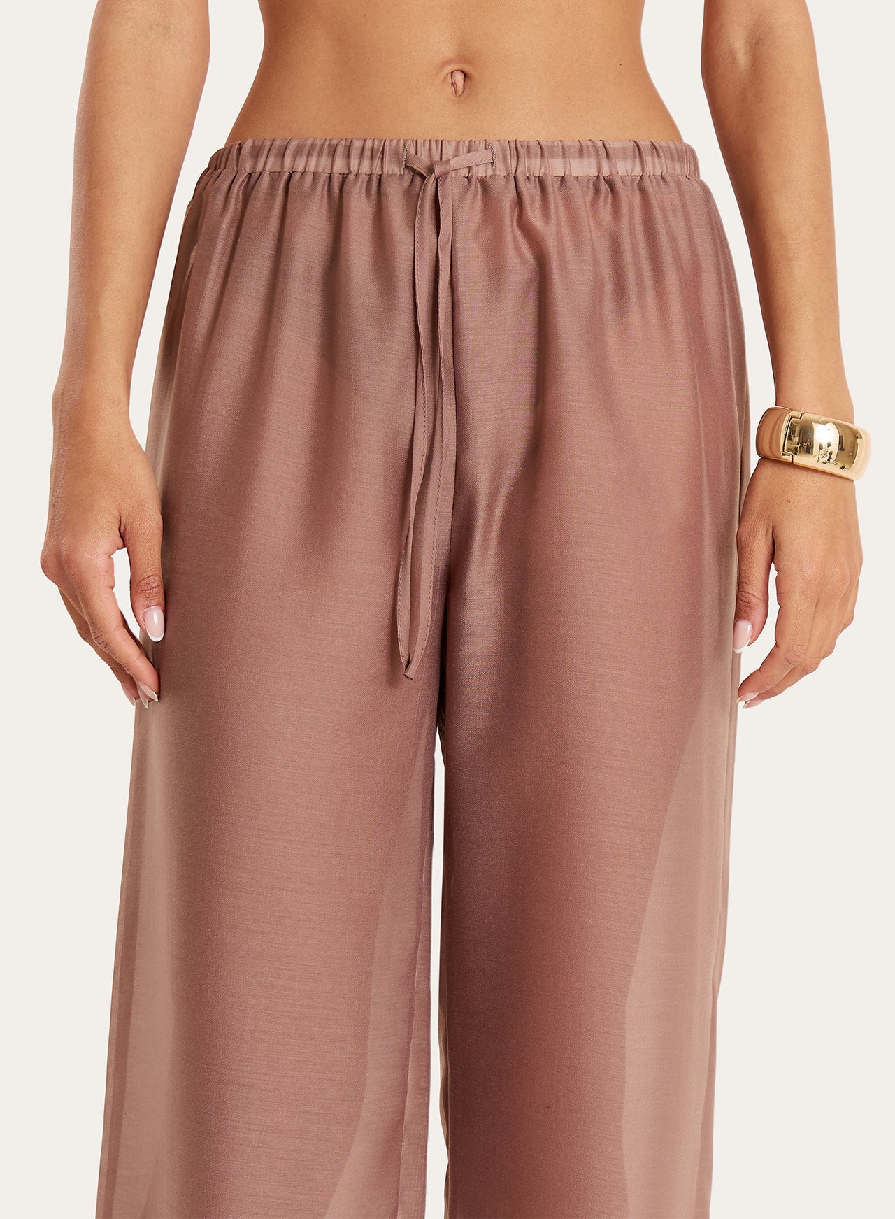 Women's Mocha Sheer Wide Leg Trousers | Shar | 4th & Reckless | 4th & Reckless