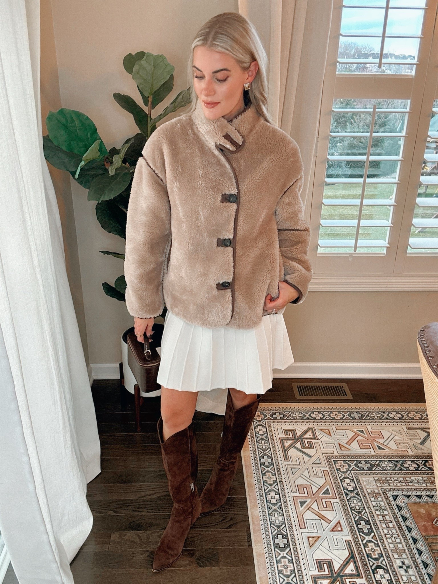 Last minute Thanksgiving outfit idea on sale!! Take 50% off this Sherpa jacket, and sweater skirt set until December 1. Wearing a small in both. #AmazonFashion 

#LTKCyberWeek #LTKHoliday #LTKFindsUnder50