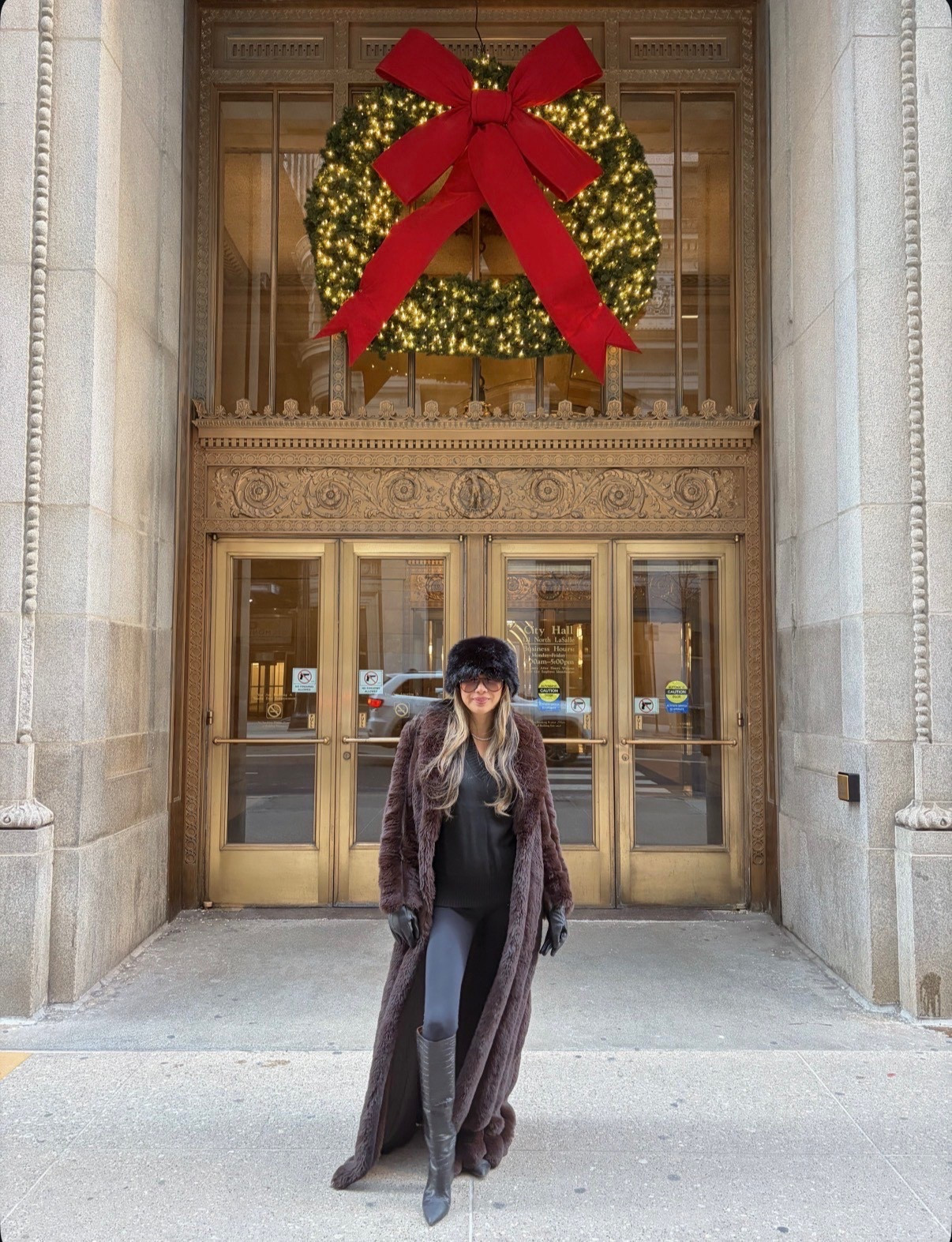 Winter outfit, faux fur, cashmere blend sweater. Best leggings. Black knee high boots. Size small in clothes and jacket  

#LTKSeasonal