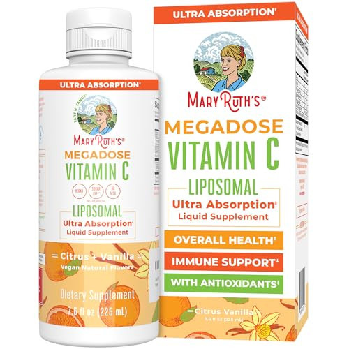 MaryRuth's Megadose Liquid Vitamin C Liposomal | 500 mg Per Serving | Ultra Absorption | Immunity | Antioxidant Support | Collagen Formation | Vegan | Gluten Free | Sugar Free | 7.6 Oz | 30 Servings | Amazon (US)