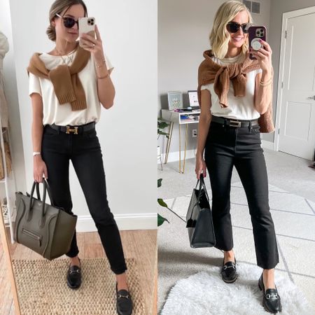Pinterest Inspired look on a budget! 
Pants- Express- small
T-shirt- Target
Sweater- Old Navy- old, link similar 
Shoes- DV Dolce Vita- 7.5
Purses- Kate Spade, thrifted from The Real Real, linked similar 
Sunglasses- Amazon, linked similar 

#LTKSeasonal #LTKstyletip #LTKfindsunder100
