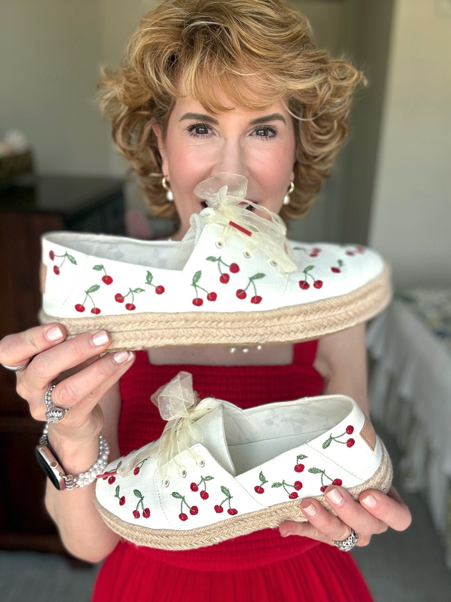 The flexible sole makes these espadrilles feel like sneakers and the embroidered cherries make them adorable!

Plus they’re from Tom’s so when you buy a pair, they give a pair to someone in need. LOVE THAT!

#LTKOver40 #LTKSeasonal #LTKootd