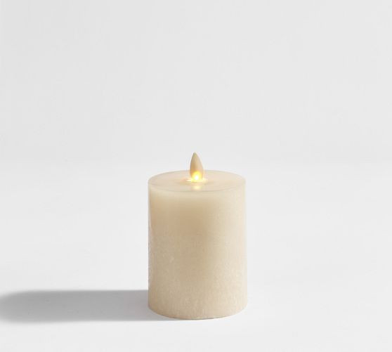 Premium Flickering Flameless Wax Pillar Candle - Salt Washed | Pottery Barn (US)