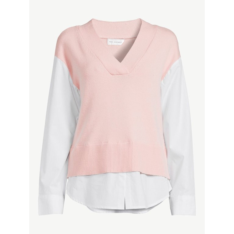 Free Assembly Women's Mixy Shirt Sweater, Lightweight - Walmart.com | Walmart (US)