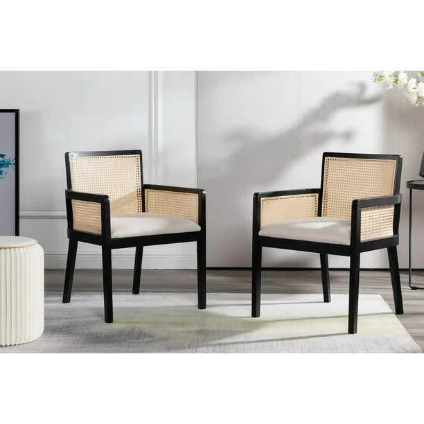 Better Homes & Gardens Springwood Caning Captains Dining Chair, Charcoal Finish - Walmart.com | Walmart (US)