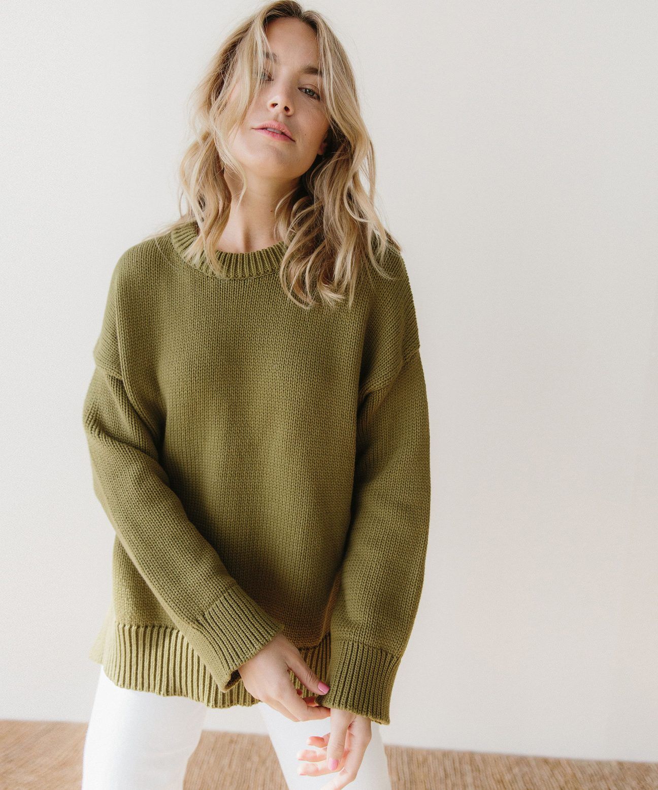 Cotton Boyfriend Sweater - Spruce | Jenni Kayne | Jenni Kayne