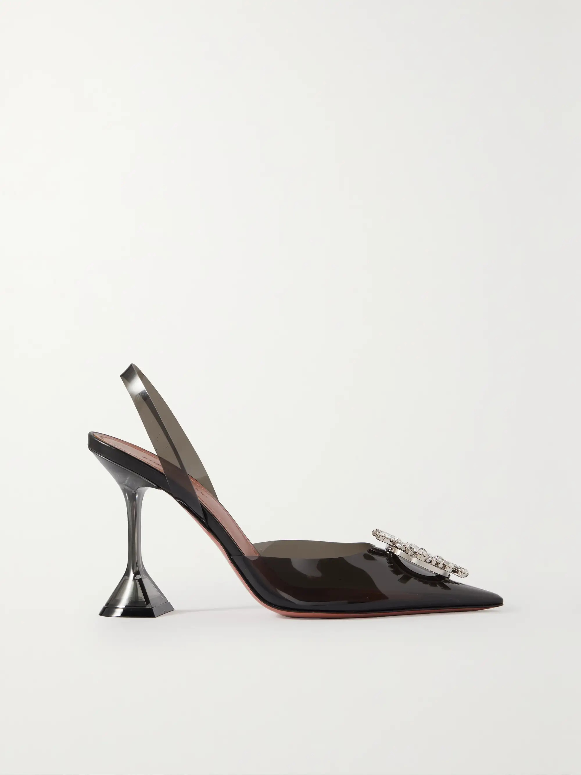 AMINA MUADDIBegum Glass crystal-embellished PVC slingback pumps | NET-A-PORTER (US)