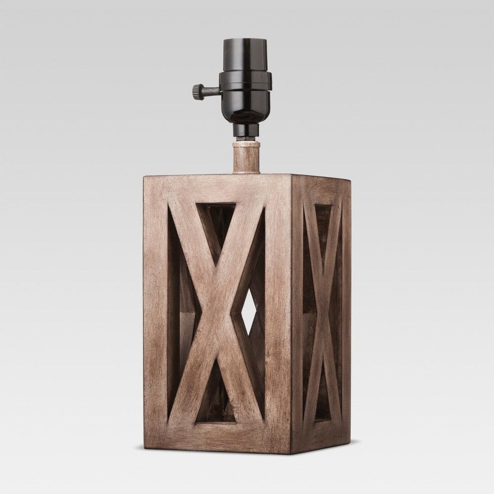 Washed Wood Box Small Lamp Base Brown Lamp Only - Threshold | Target