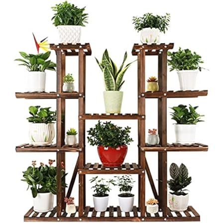 VIVOSUN Plant Stand 9 Tiers 17 Potted Indoor Plant Shelf, Tiered Wooden Flower Holder 47" High Outdo | Amazon (US)