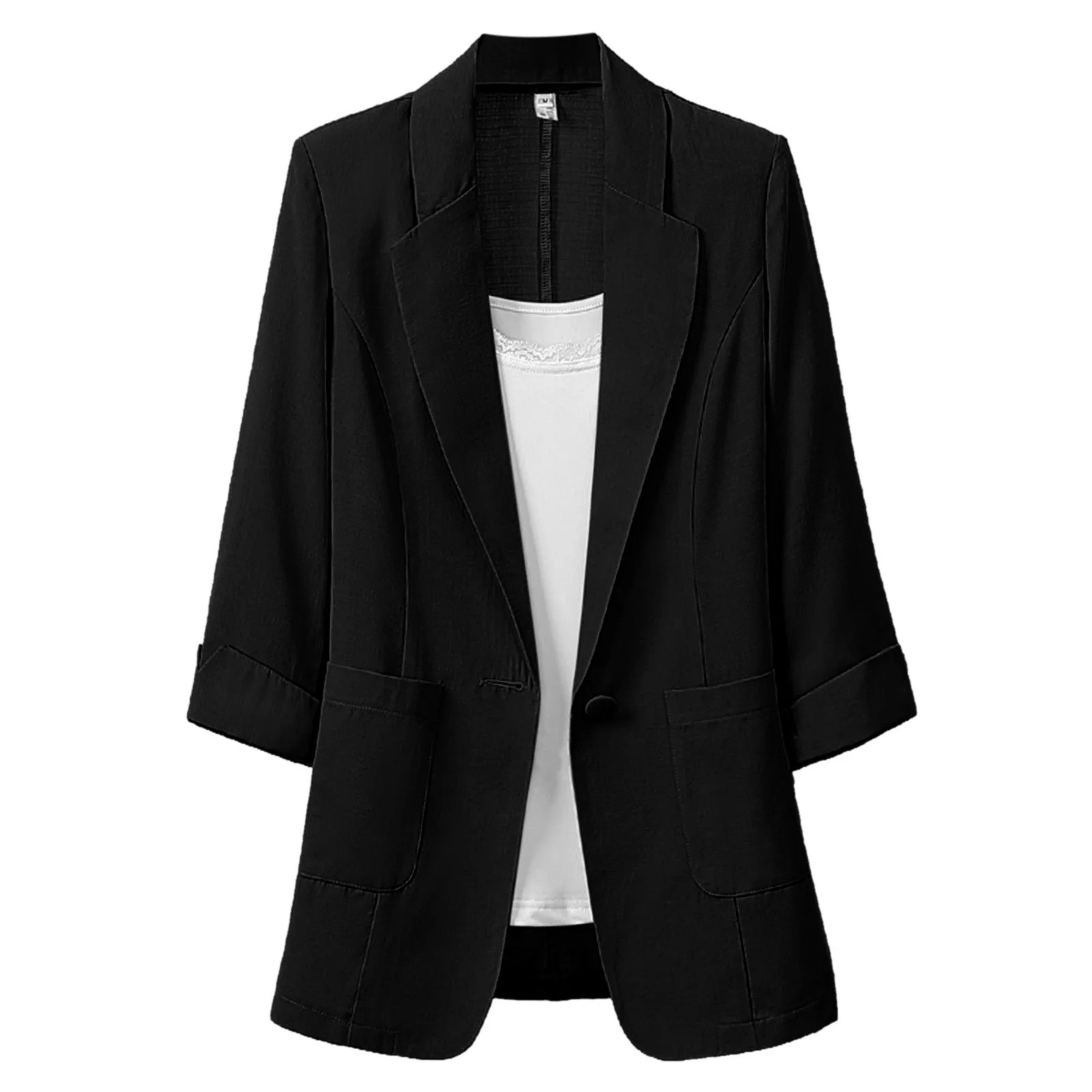 Cathalem Womens Blazer Plus Size Cotton Linen Blazer Jacket for Women Business Dressy Long Sleeve... | Walmart (US)