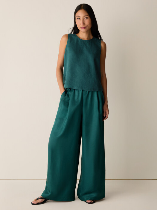 Lightweight Satin Shimmer Full-Length Wide Pant | Eileen Fisher