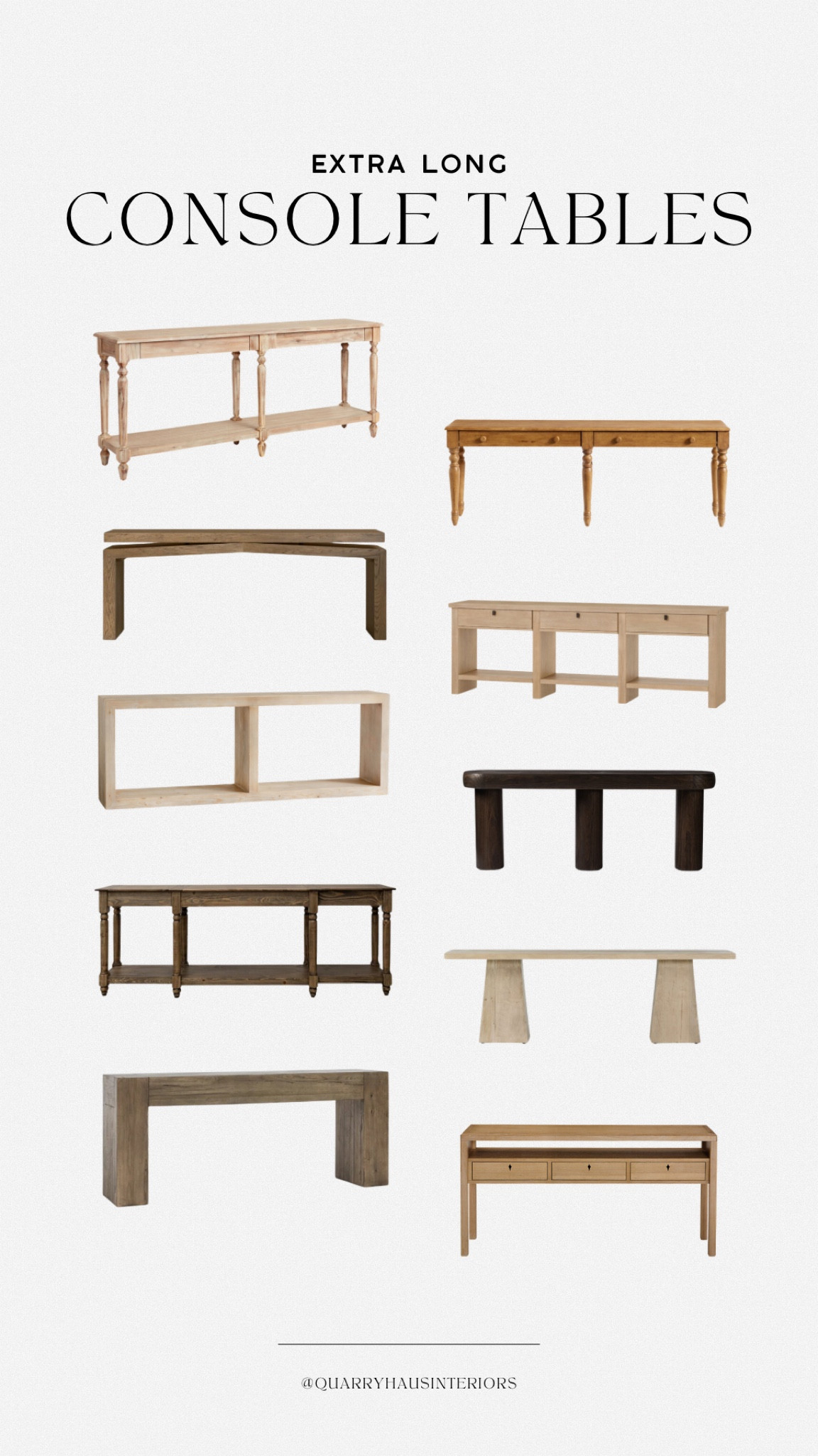 Extra long wood console tables for wide entryways 🤍 with modern, traditional, coastal, cottage and farmhouse styles!

#LTKHome
