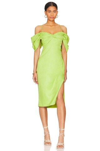 L'Academie Gemma Midi Dress in Green from Revolve.com | Revolve Clothing (Global)