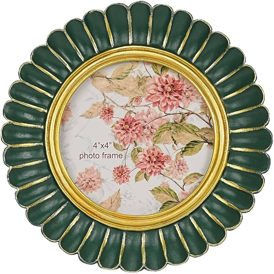 Antique Green 4x4 Round Vintage Picture Frames for Tabletop & Wall | Amazon (US)