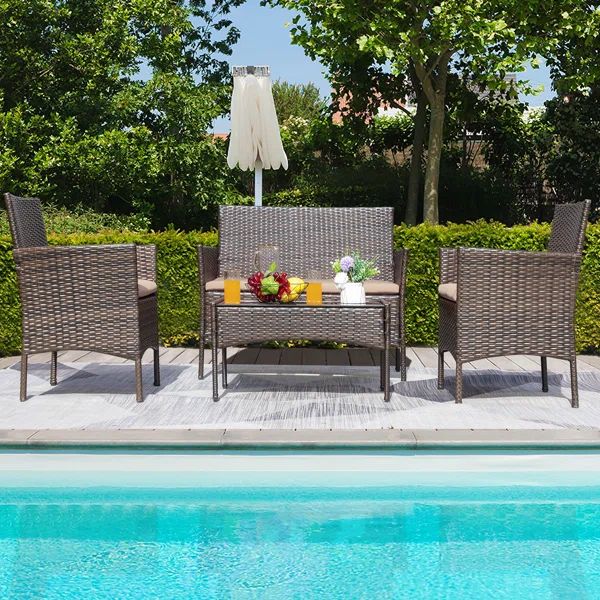 Donn 4 - Person Outdoor Seating Group with Cushions | Wayfair North America