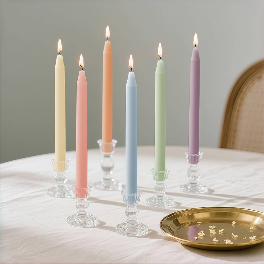 6Pcs Pastel Taper Candles,10 Inch Pastel Candle Sticks, Dripless Unscented Colored Candlesticks,C... | Amazon (US)