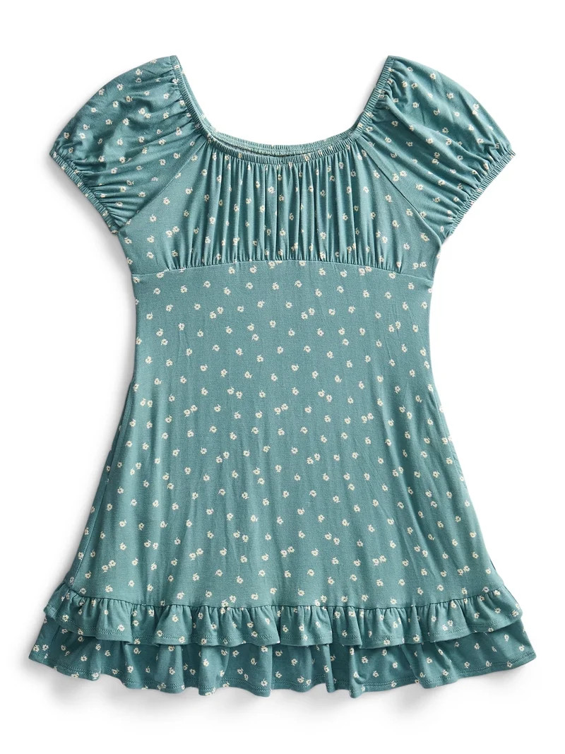 Weekend Academy Girls Knit Puff Sleeve Peasant Dress, Sizes 4-18 | Walmart (US)